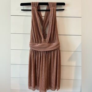 Lulus Rose Gold Ailey Skater Dress